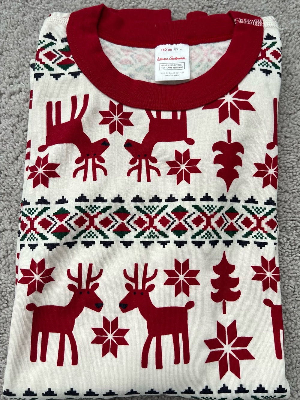 Hanna Andersson Red and Green Reindeer Holiday Pajama Set